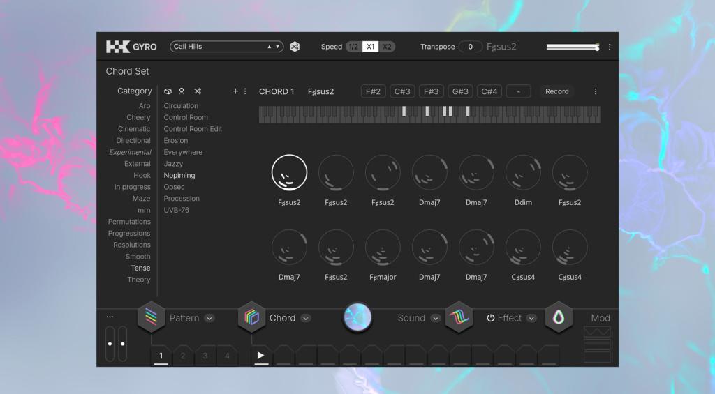 Use the chord set to create melodic loops and hooks.