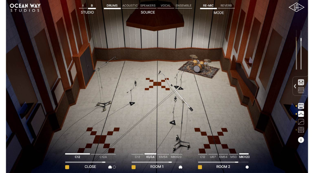 Universal Audio Ocean Way Studios Deluxe Studio B Drum Re-miking