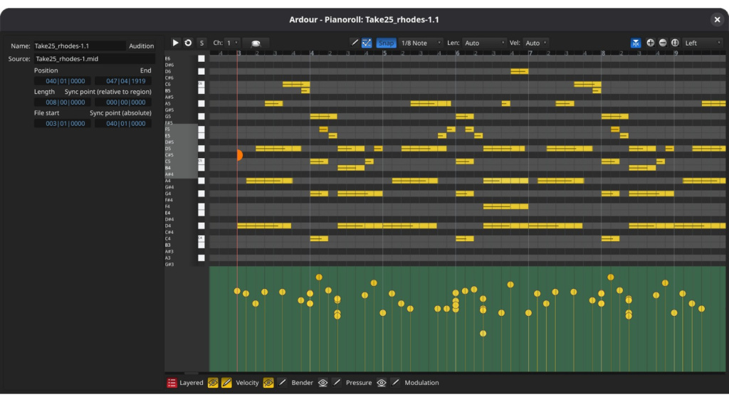Piano roll editor