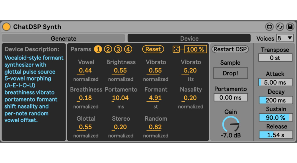 Dillon Bastan ChatDSP synth