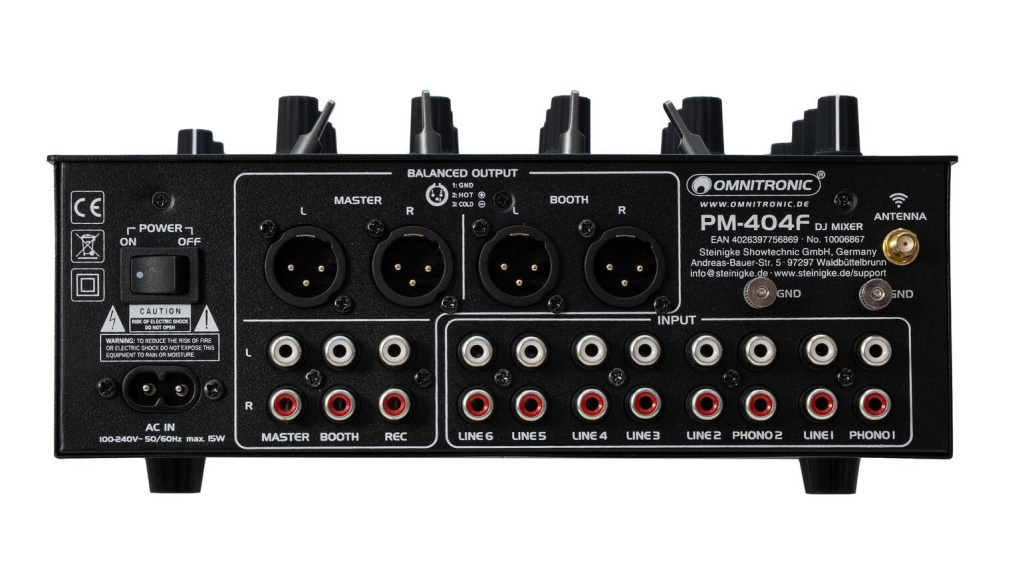 Omnitronic PM-404F Connectivity