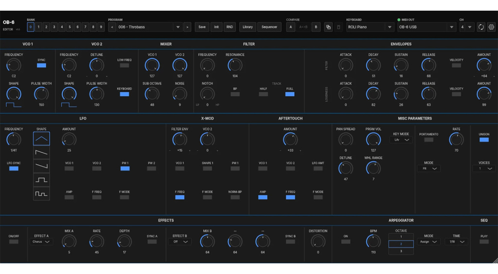 Voidcontrol MIDI OB-6 Unofficial Oberheim OB-6 Editor