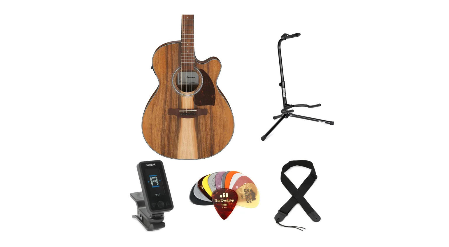 Ibanez PC50WSCE Acoustic-electric Guitar Essentials Bundle - Open-pore Natural