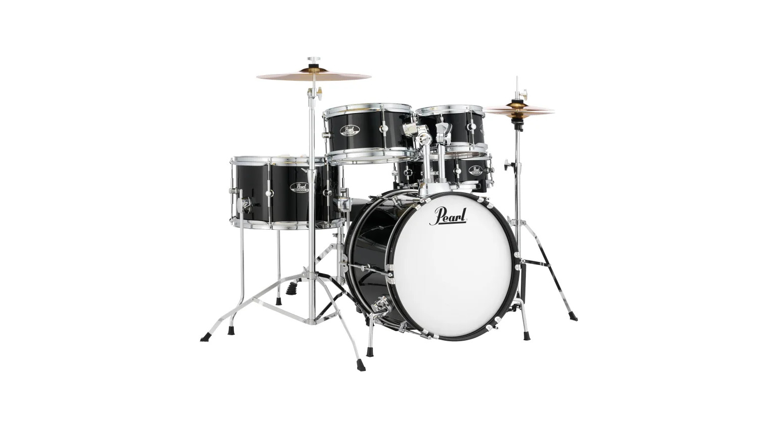 Pearl Roadshow Jr. 5-piece Complete Drum Set with Cymbals - Jet Black