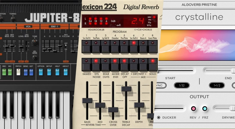 Roland Cloud JUPITER-8, Universal Audio Lexicon 224, Baby Audio Crystalline: 3 Strong Plugin Deals for Vintage Synth, Vintage Reverb, and Modern Hall