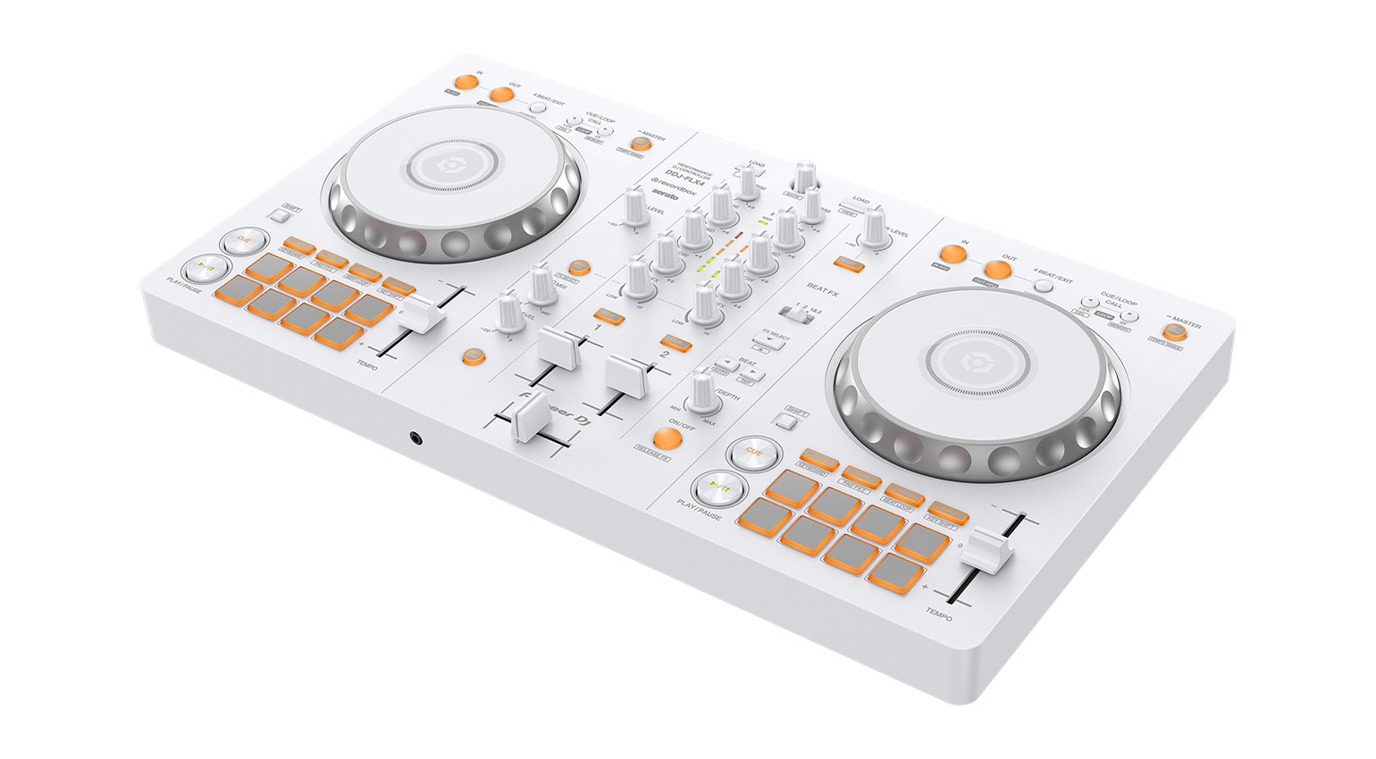 Pioneer DJ DDJ-FLX4 2-deck rekordbox and Serato DJ Controller - White, Limited Edition