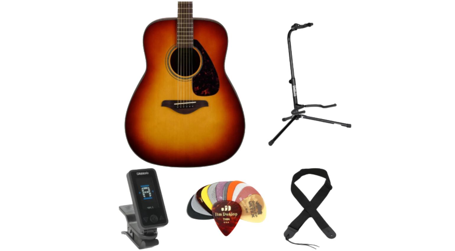 Yamaha FG800J Acoustic Guitar Essentials Bundle - Brown Sunburst