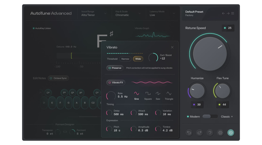 Antares AutoTune Advanced Vibrato Engine